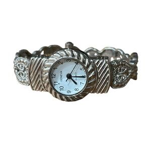 Vintage Geneva Silver Tone Bracelet Watch | Ornate Filigree Band | Victorian‎